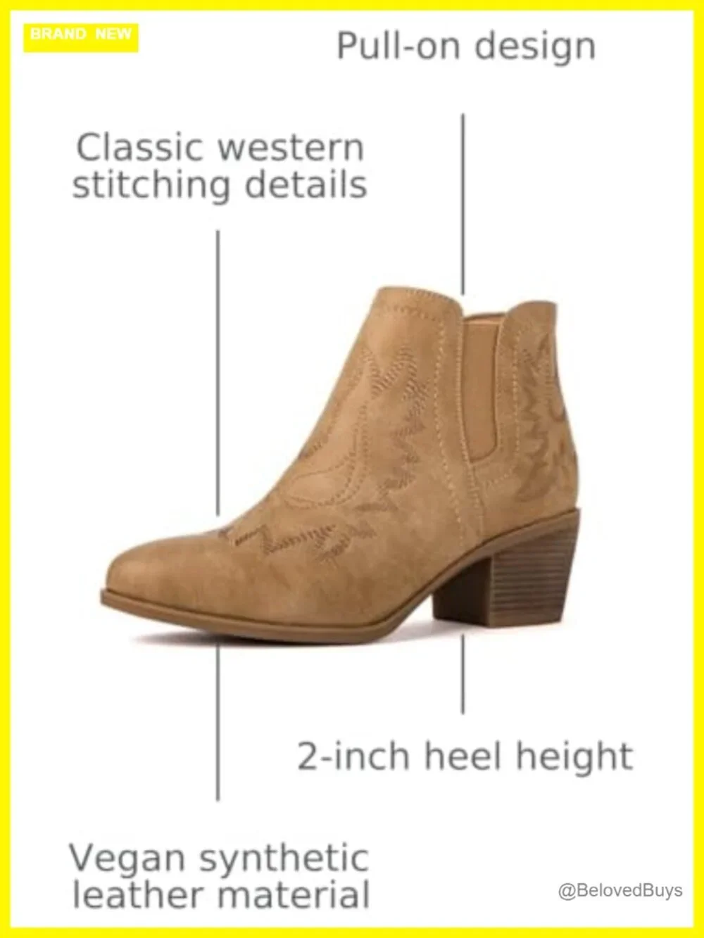 Women's Cowgirl Boots Ankle Pull On Comfortable Low Heel Western Boots